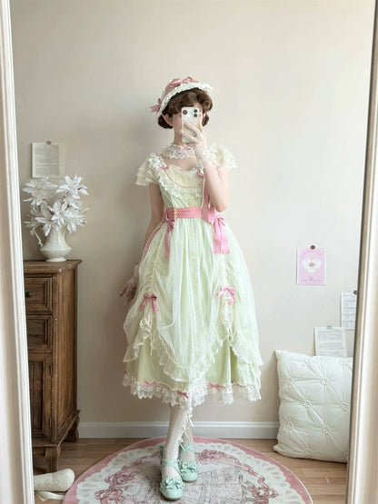 Uncle's Workshop - Fluttering Cherry Spring Strings - Cotton Sweet Lolita JSK Dress