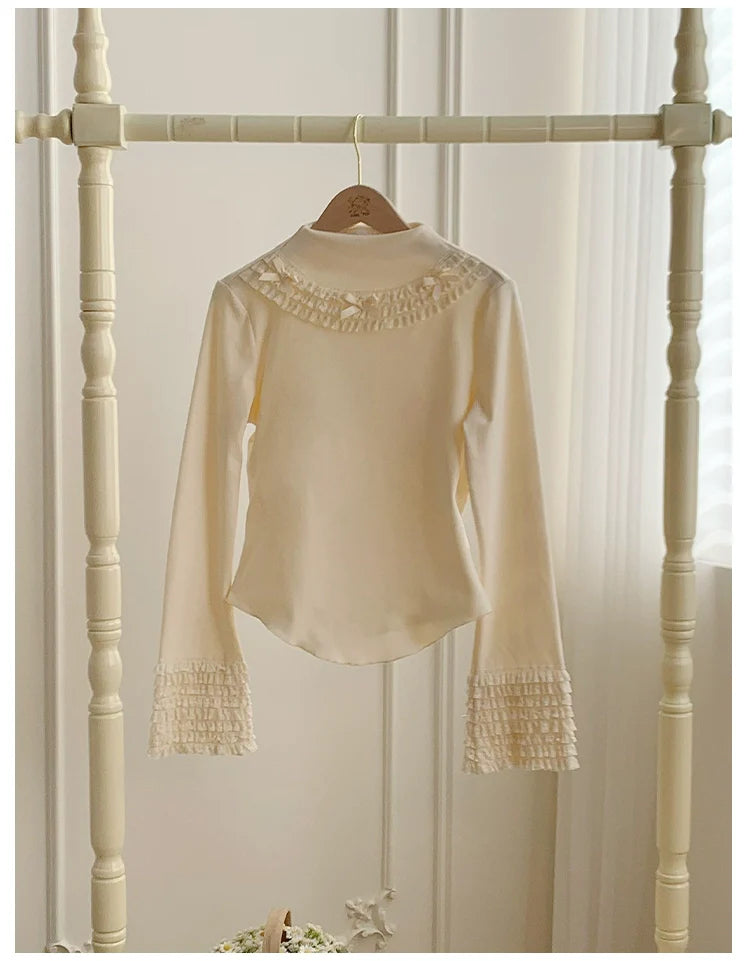 With PUJI - Snowfall - Winter Lolita Sweater Long Sleeve Knitted Innerwear