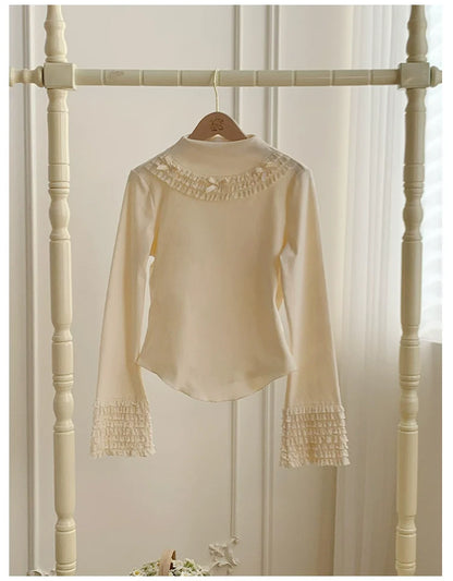 With PUJI - Snowfall - Winter Lolita Sweater Long Sleeve Knitted Innerwear