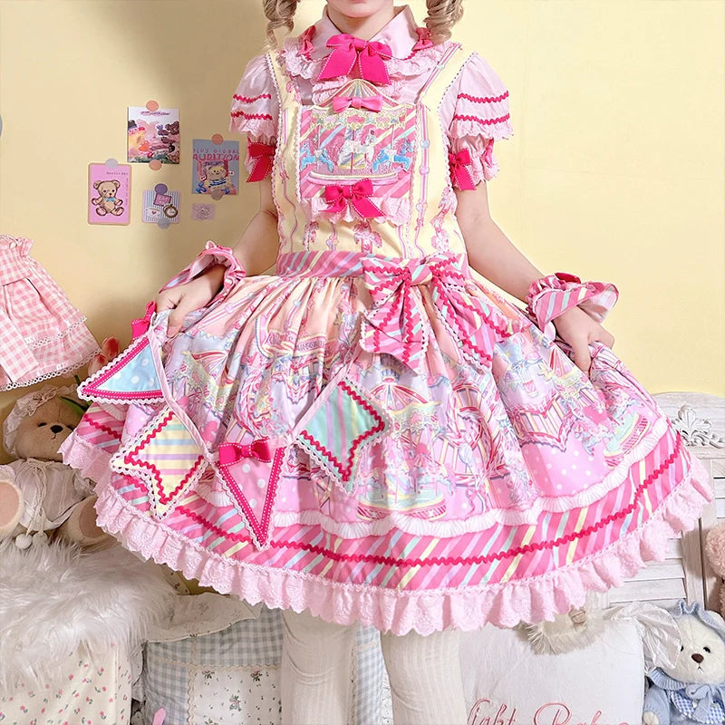 Letters from Unknown Star - Candy Park - Sweet Lolita Print Jumper Dress