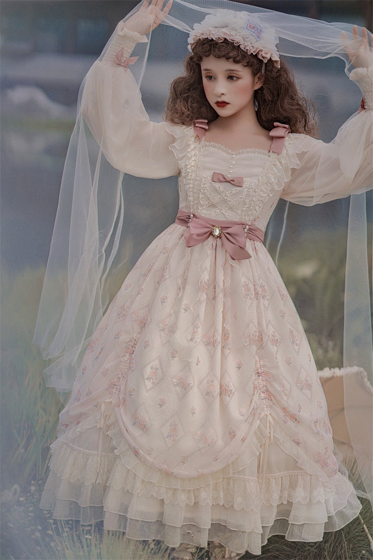 Letters from Unknown Star - Time Stationery - Elegant Lolita Long Sleeve OP Dress