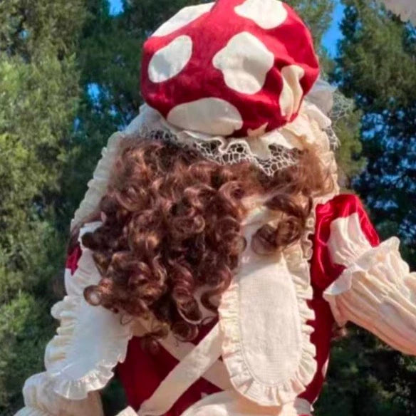 Sakurahime - Mushroom - Kawaii Lolita OP Dress with Apron and Detachable Sleeves