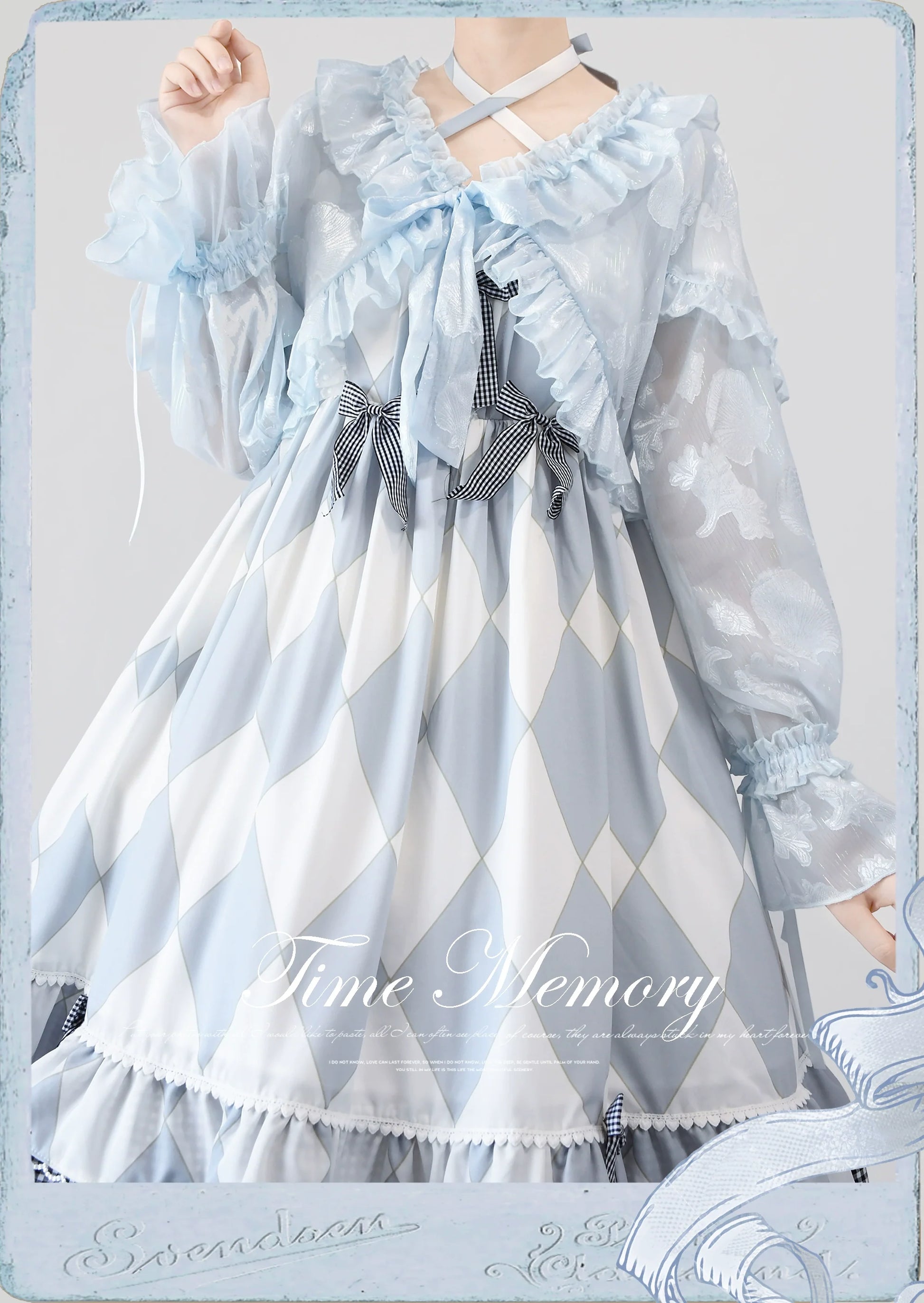 Time Memory - Xianbei - Sweet Lolita Chiffon Lantern Sleeve Cardigan with Bow