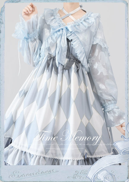 Time Memory - Xianbei - Sweet Lolita Chiffon Lantern Sleeve Cardigan with Bow