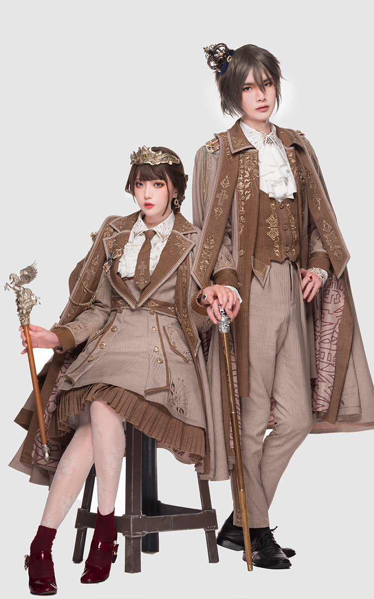 Youpairui - Sheffield - British Military Ouji Lolita Long Coat Full Set