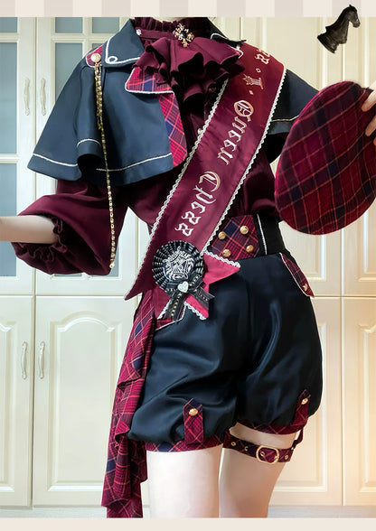 Forest Fluorescent Carps - Queen's Chess - Ouji Lolita Cape Shirt & Shorts Set