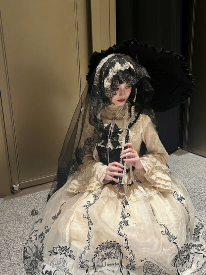 AuroraBorealis - Moonshadow - Gorgeous Wedding Lolita Dress Set Embroidered JSK SK and Bodice