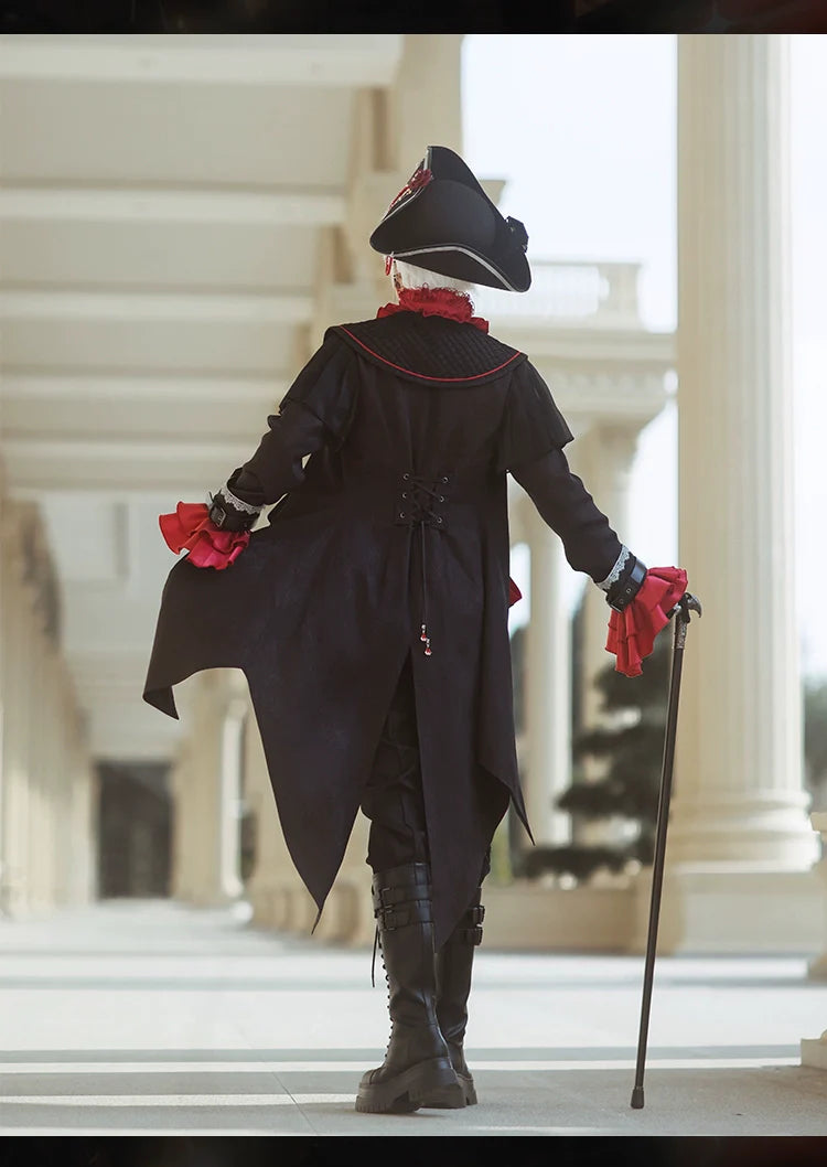 Forest Fluorescent Carps - Rose Countess - Ouji Lolita Pants Suit Prince Coat Elegant Shirt Trailing