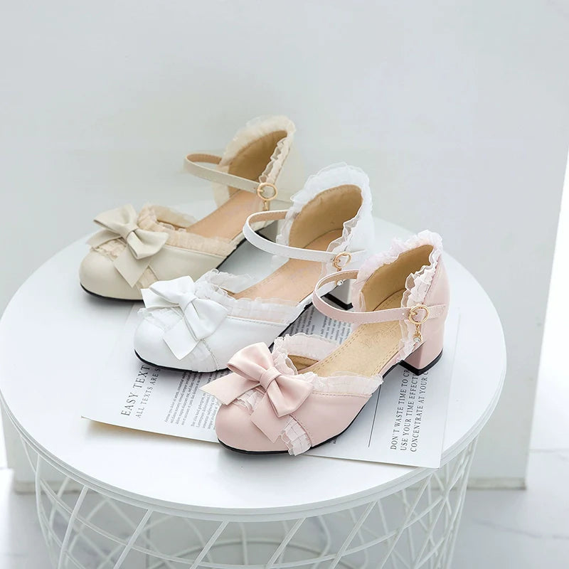 Yana - Sweet Lolita Shoes Round Toe Students Chunky Heel