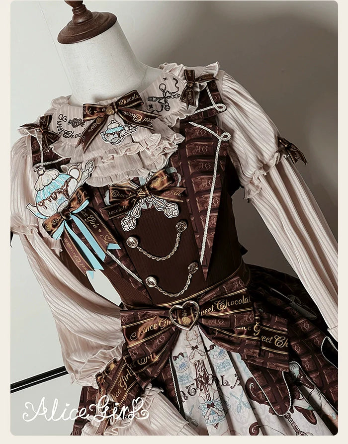 Alice Girl - Bear Chocolate Bar - Kawaii Lolita JSK & Salopette Dress