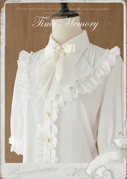 Time Memory - Earl Girl - Chiffon Classic Lolita Shirt, Mid-Length Mutton Sleeves
