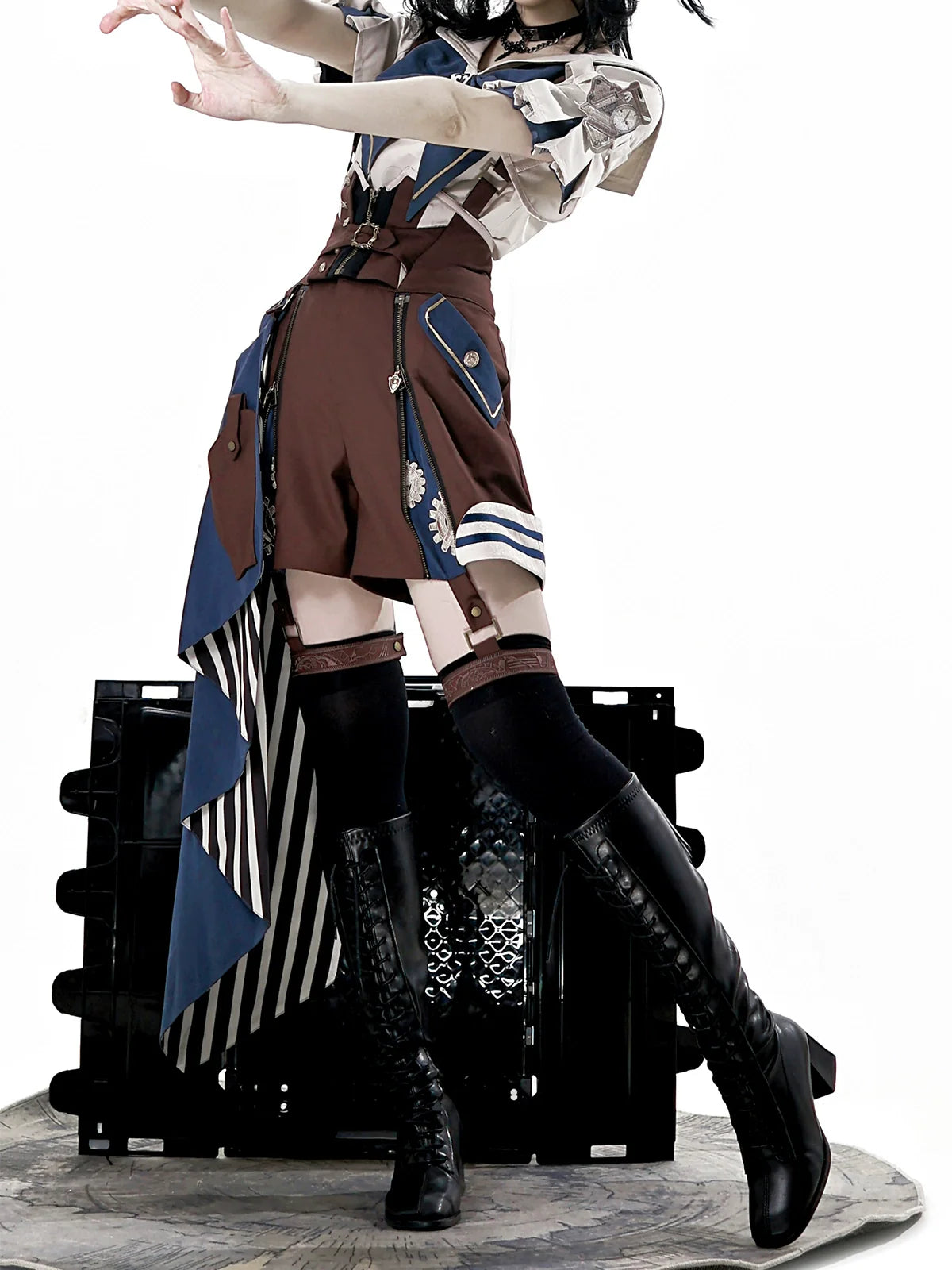 Designer's Gift - Voyager's Daily - Ouji Lolita Suspender Shorts Set with Shirt & Trailing