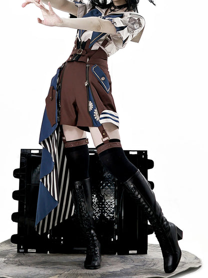 Designer's Gift - Voyager's Daily - Ouji Lolita Suspender Shorts Set with Shirt & Trailing