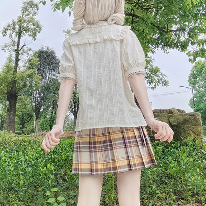 DMFS Lolita - Sweet Lolita Blouse Cotton Summer Short Sleeve Shirt