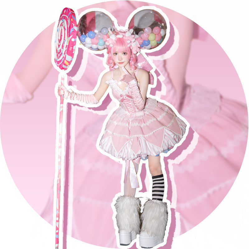 OCELOT - Sweety Gummy - Sweet Lolita JSK Dress Big Bow Flower Bud Lolita Dress