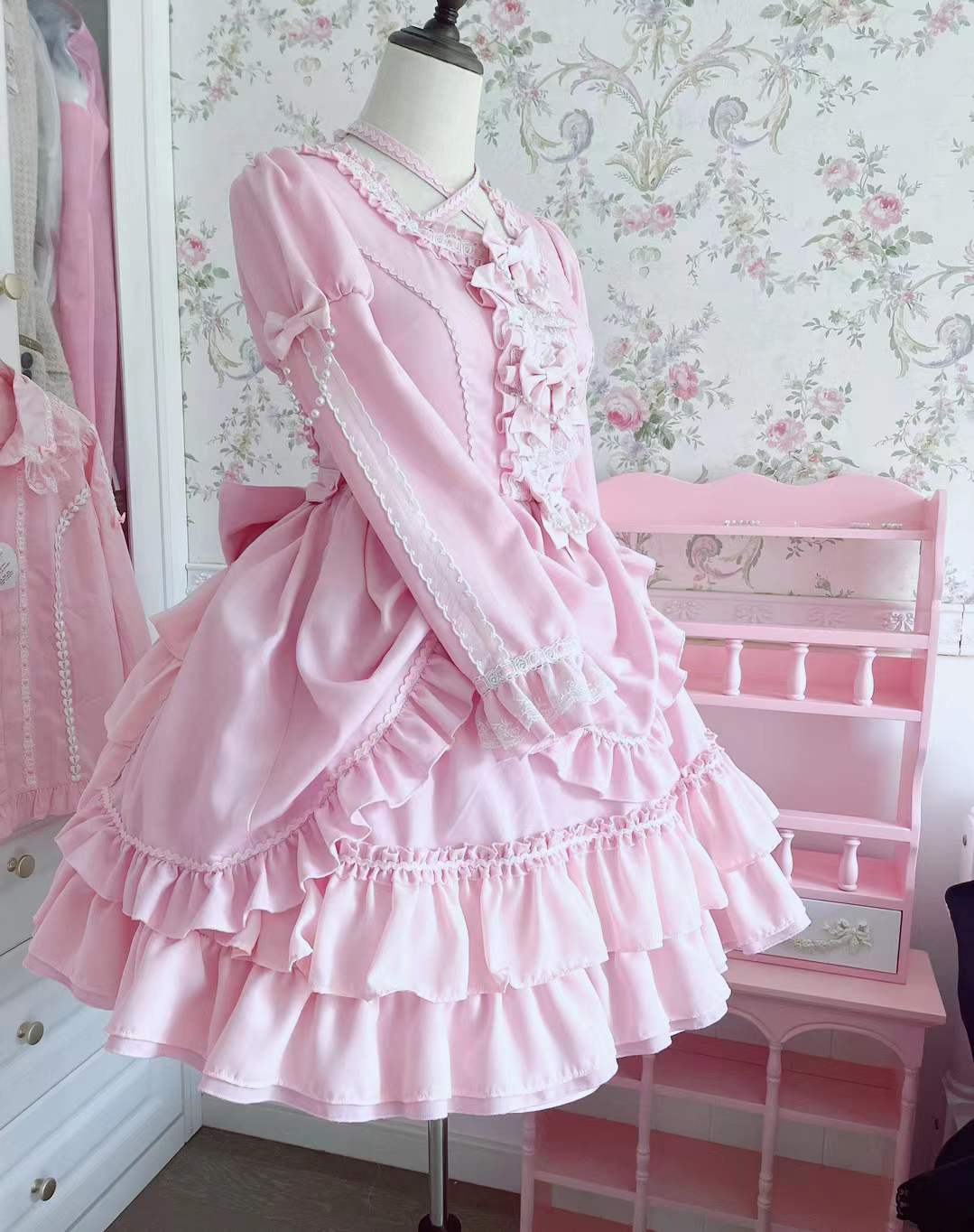 Catlow Rabbit - Black Lolita Doll OP/JSK with Adjustable Elasticity