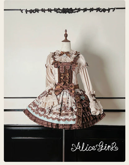 Alice Girl - Bear Chocolate Bar - Kawaii Lolita JSK & Salopette Dress