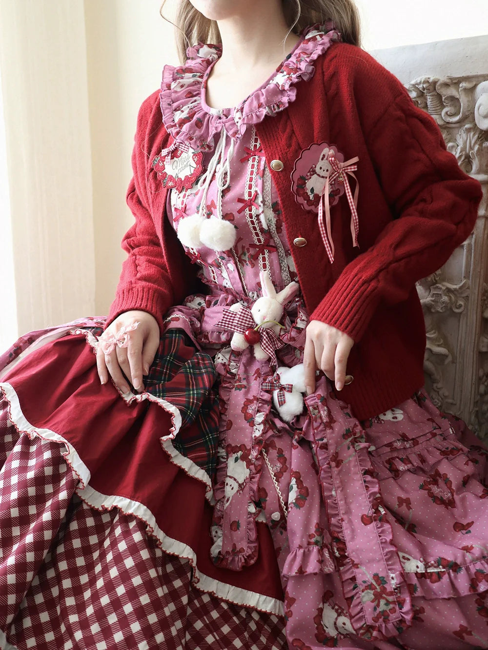 Miss Point - Forest Berry Bunny - Sweet Lolita Plaid Skirt Tiered Ruffles Spring SK