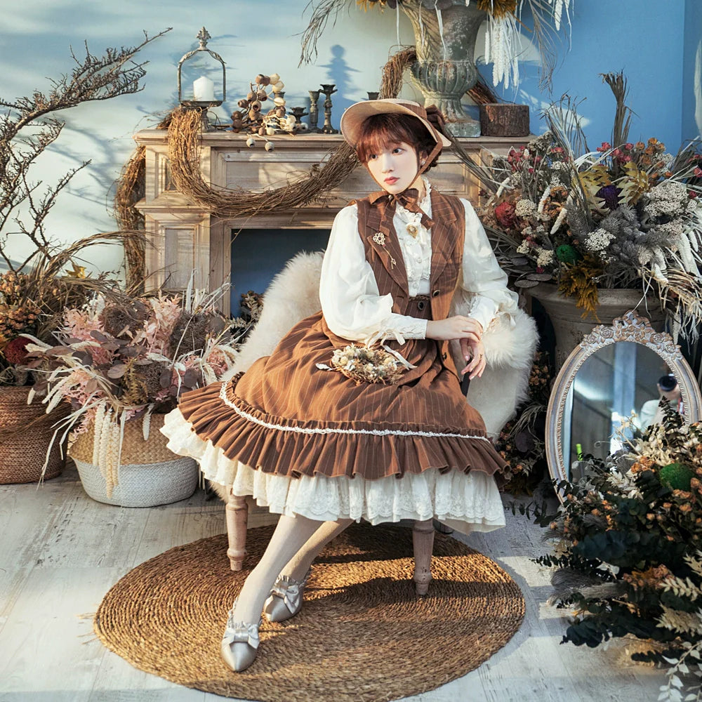 Miss Point - Rose Doll - Elegant Lolita Striped Fishbone Skirt