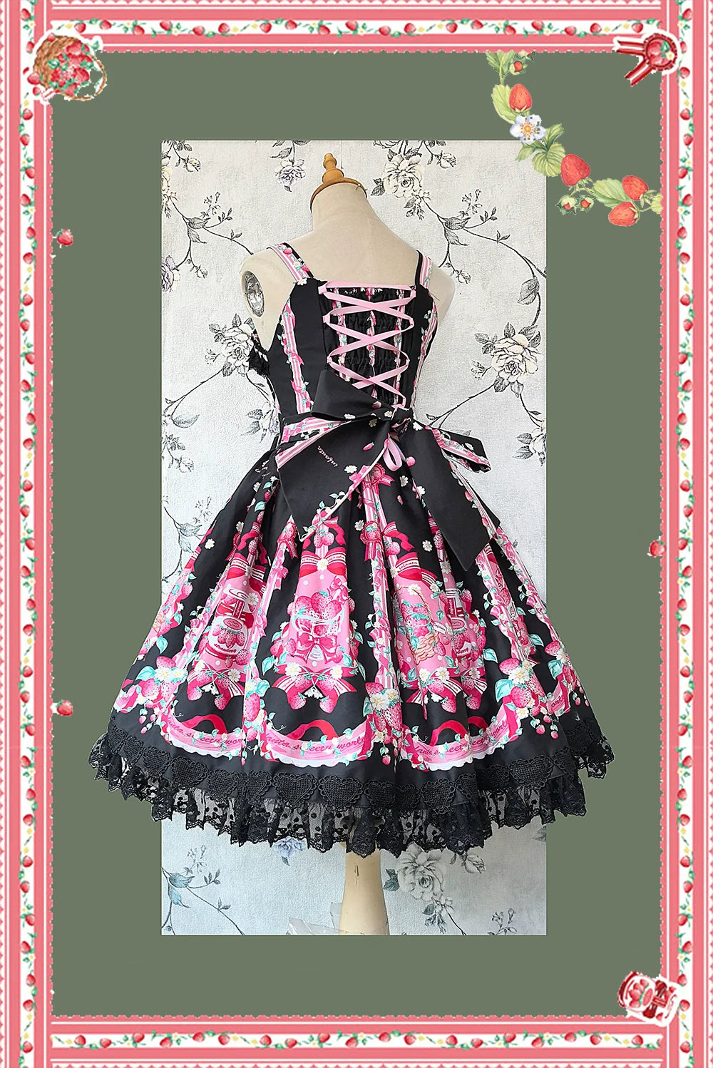 Infanta - Strawberry Culinary Maiden - Sweet Lolita JSK Dress With Strawberry Floral Print