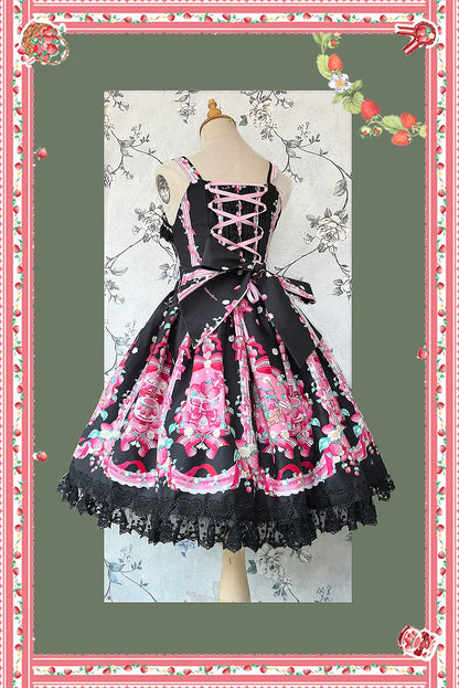 Infanta - Strawberry Culinary Maiden - Sweet Lolita JSK Dress With Strawberry Floral Print