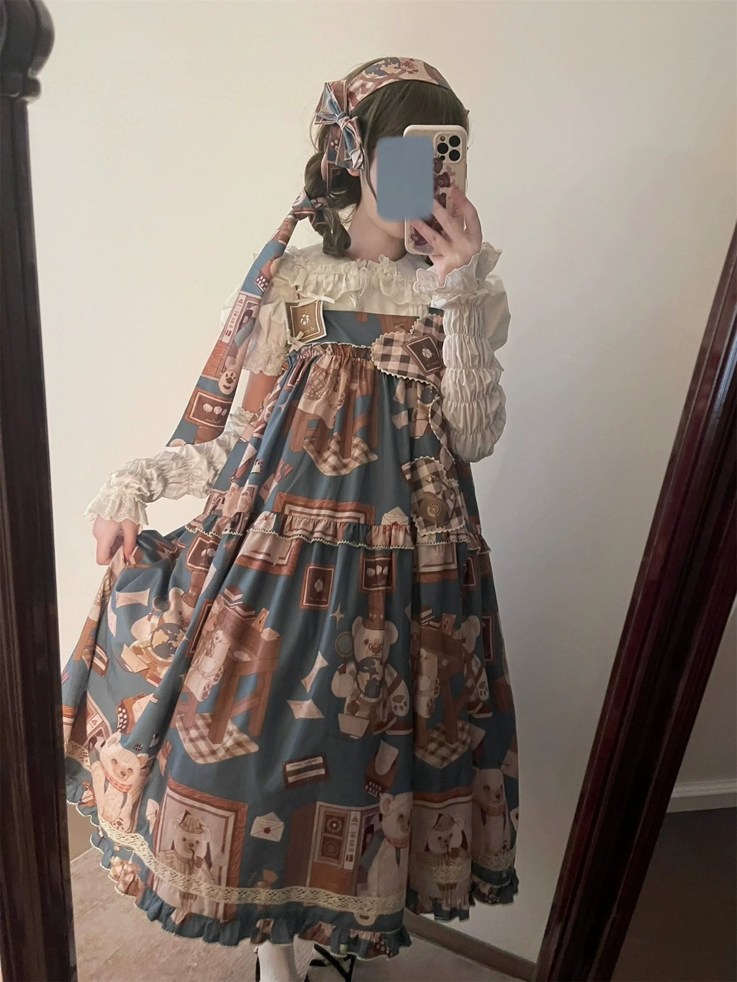 Babyblue - Gretel Bear - Vintage Lolita Dress Teddy Bear Prints Dress