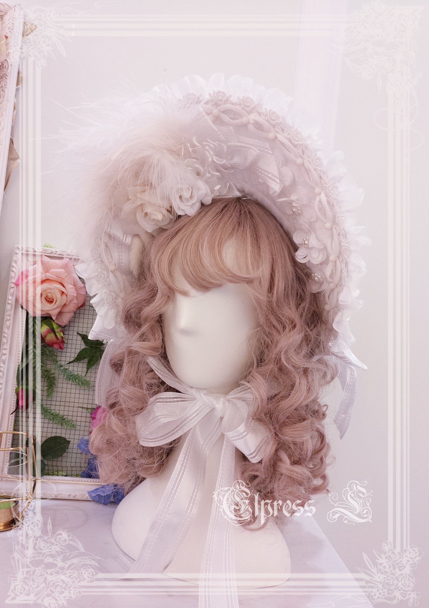Elpress L・杆edding Lolita Floral Headdress BNT Veil