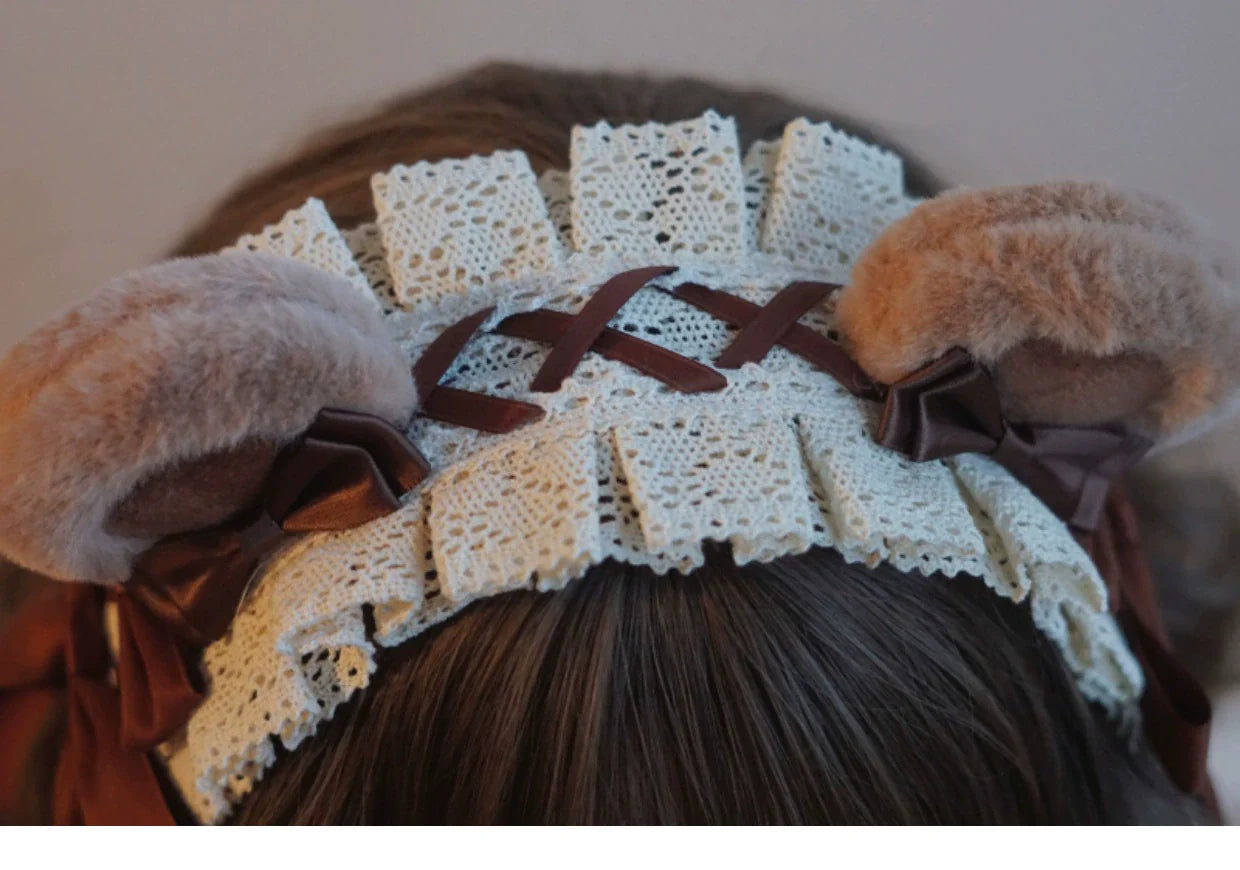 Besozealous - Handmade Lolita KC Animal Ear Coffee Hairband