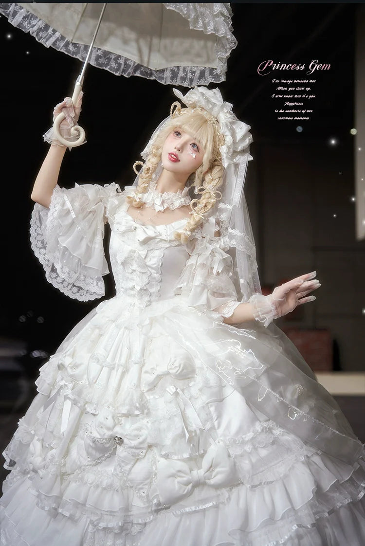 Mengfuzi - Gem Princess - Wedding Sweet Lolita JSK Dress Suit, Side Zipper