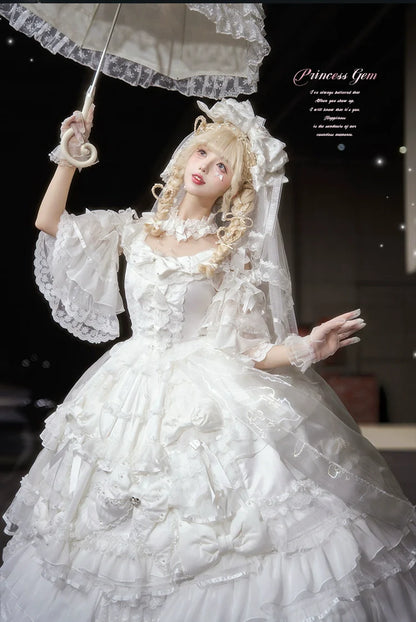 Mengfuzi - Gem Princess - Wedding Sweet Lolita JSK Dress Suit, Side Zipper