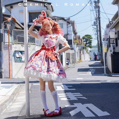 Chemical Romance - Sweetheart Doll Machine - Sweet Lolita Printed Salopette