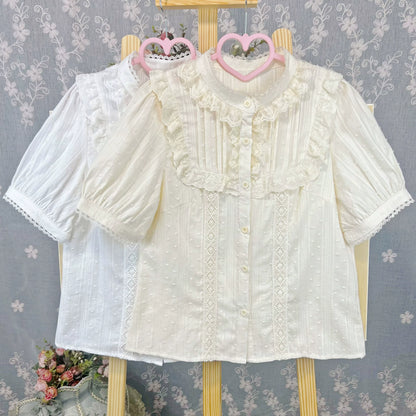 DMFS Lolita - Sweet Lolita Blouse Cotton Summer Short Sleeve Shirt