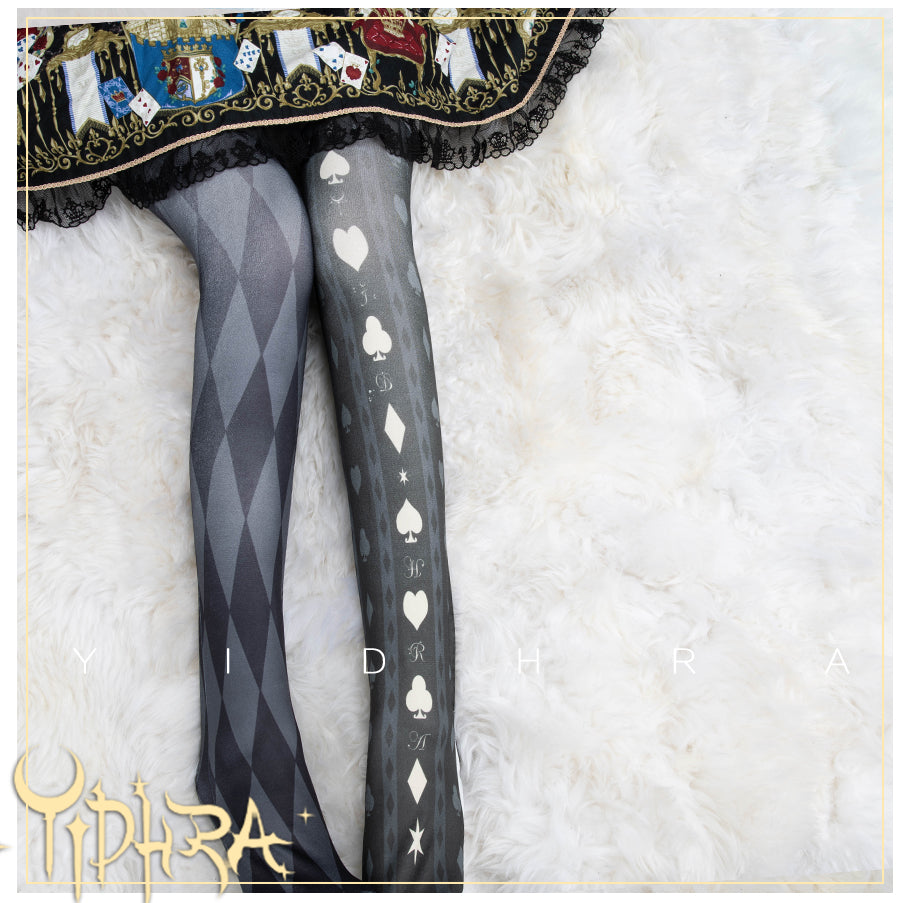 Yidhra - Midnight Circus - Argyle Digital Print Lolita Tights