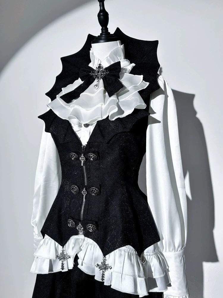 Letters from Unknown Star - Bloodline Duke - Gothic Lolita SK Suit Spider Web Vest and Blouse