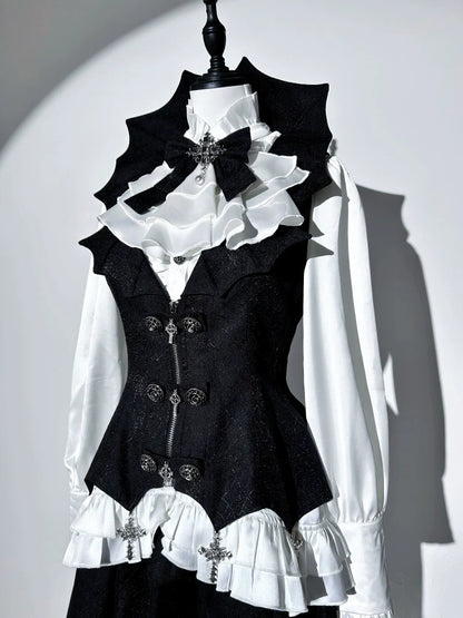Letters from Unknown Star - Bloodline Duke - Gothic Lolita SK Suit Spider Web Vest and Blouse