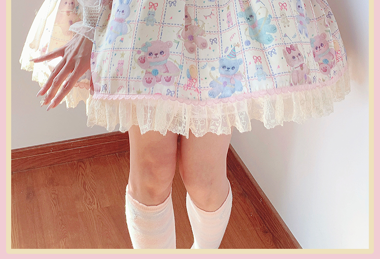 RichLolita - Starry Pudding Bear - Sweet Lolita Jumper Dress Printed OP Dress