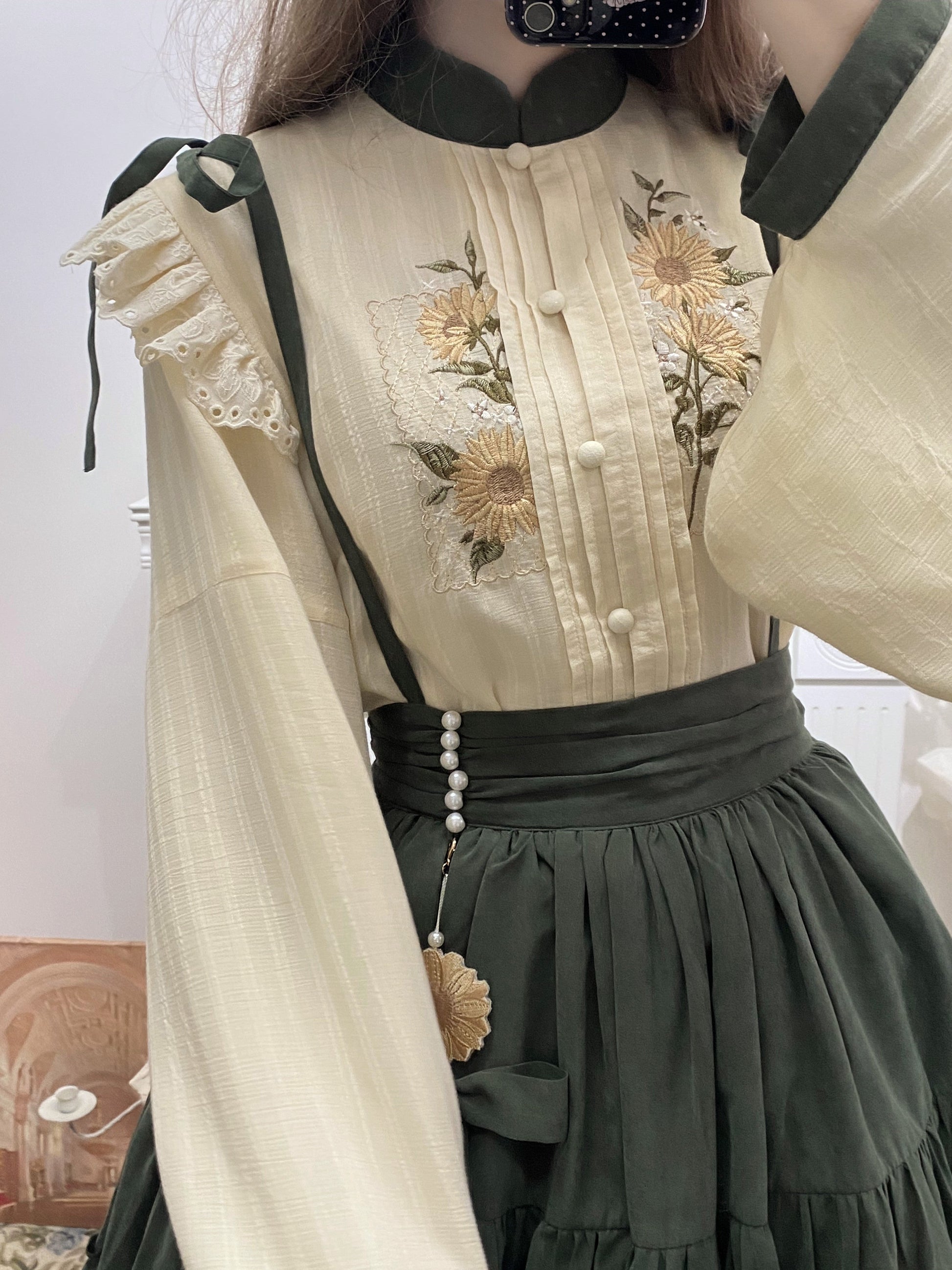 Meow Jun - Sunflower Appointment - Chinese Style Skirt and Blouse