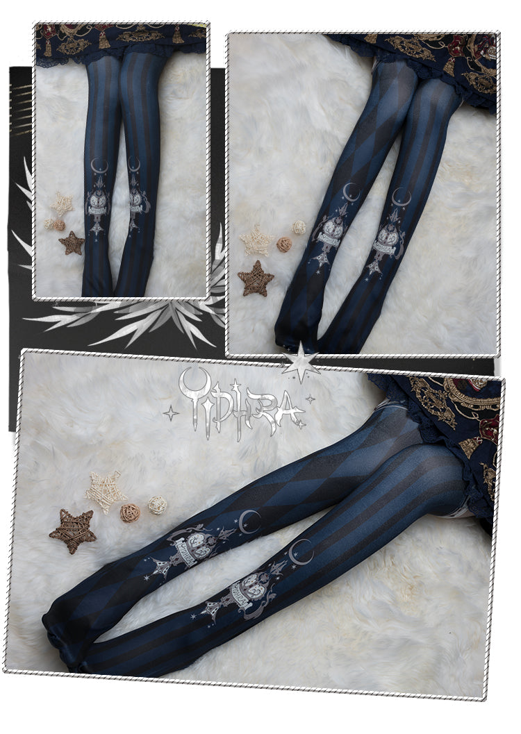 Yidhra - Midnight Circus - Argyle Digital Print Lolita Tights
