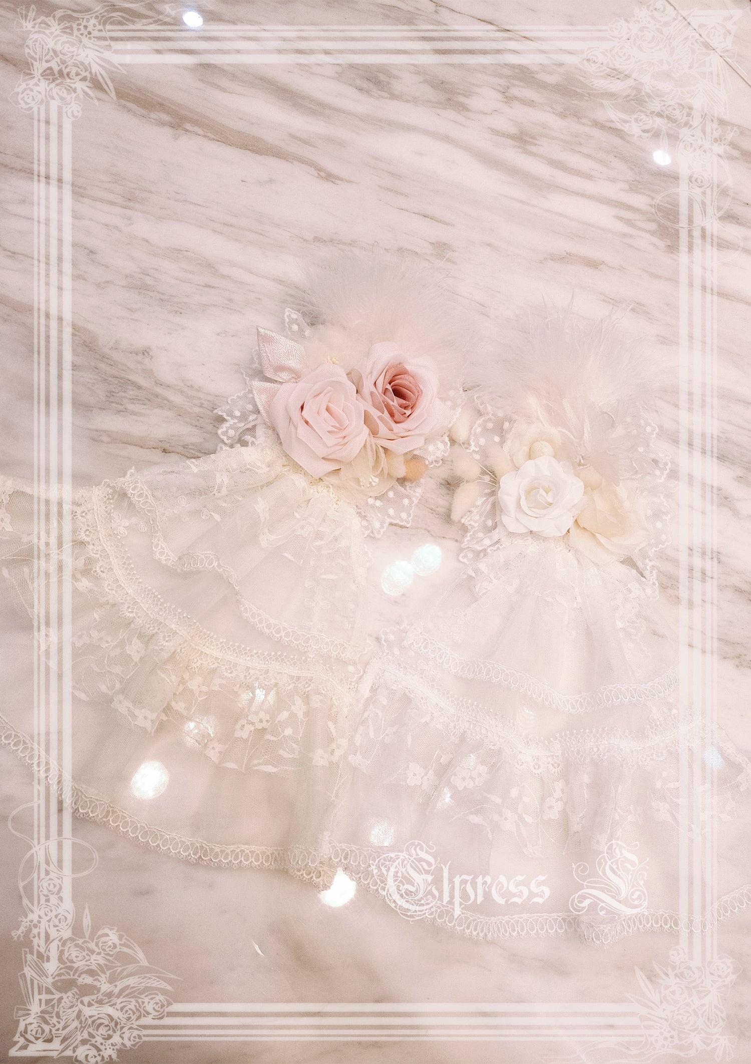Elpress L・杆edding Lolita Floral Headdress BNT Veil