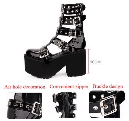 Angelic Imprint - Gothic Lolita Punk Platform Boots Sandals