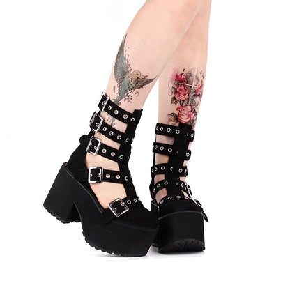 Angelic Imprint - Gothic Lolita Punk Platform Boots Sandals
