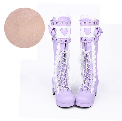 Angelic Imprint - Sweet Multicolor Thick Heel Lolita Boots
