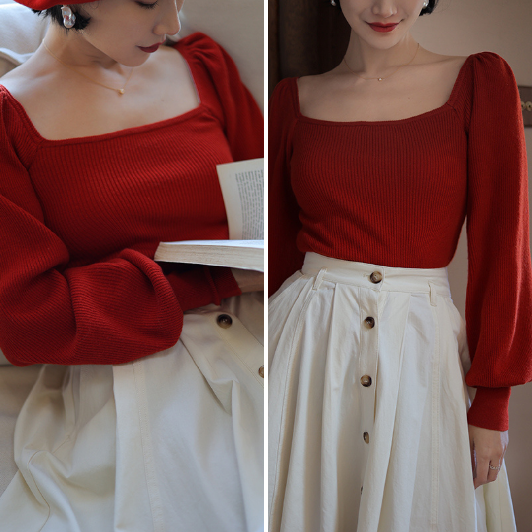 Crimson Lady Bishop Sleeve Knit