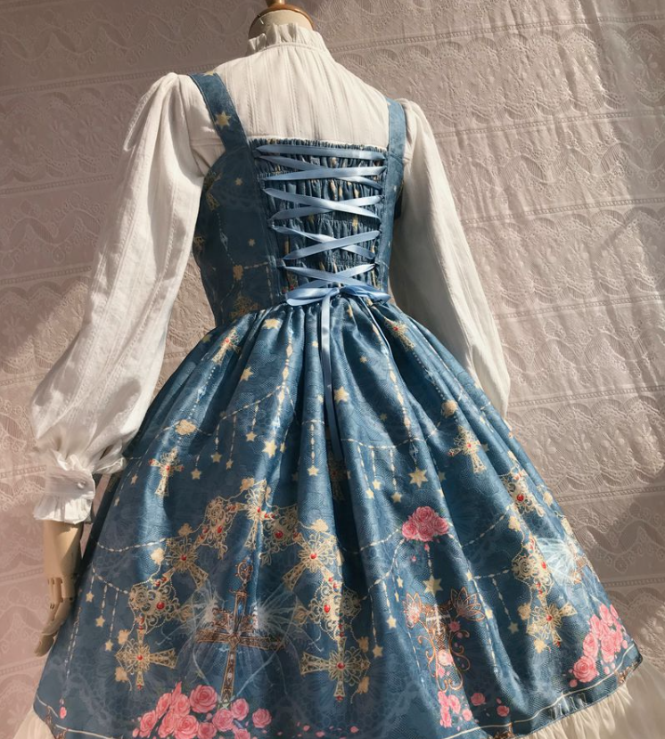 Yilia - Peacock Cross - Printed Winter Classic Lolita JSK