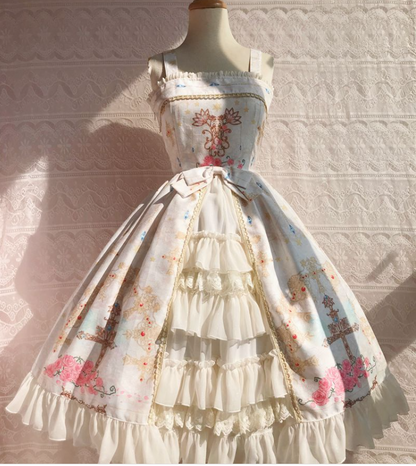 Yilia - Peacock Cross - Printed Winter Classic Lolita JSK