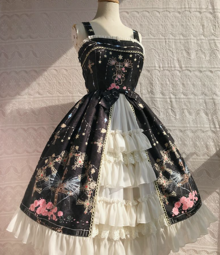 Yilia - Peacock Cross - Printed Winter Classic Lolita JSK