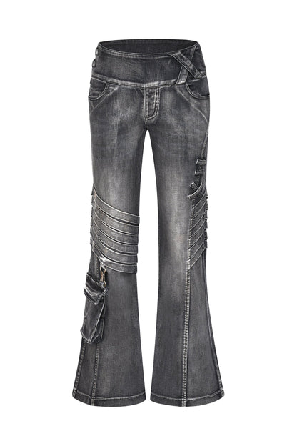 Crossover Washed Flare Jeans