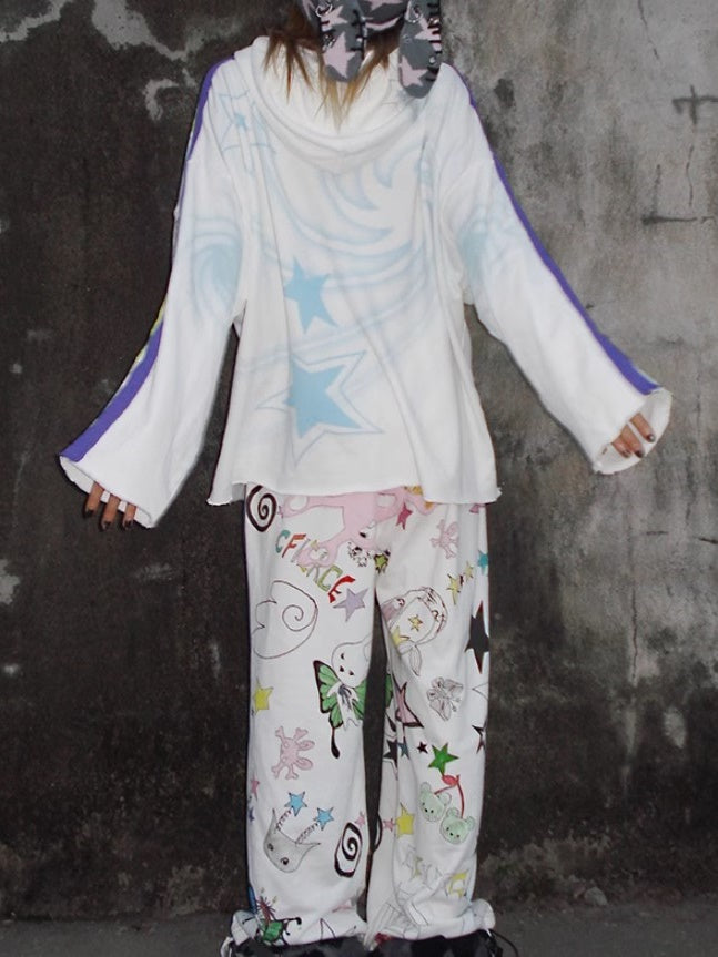 Spiral Graffiti Printed Hooded Sweat【s0000004226】