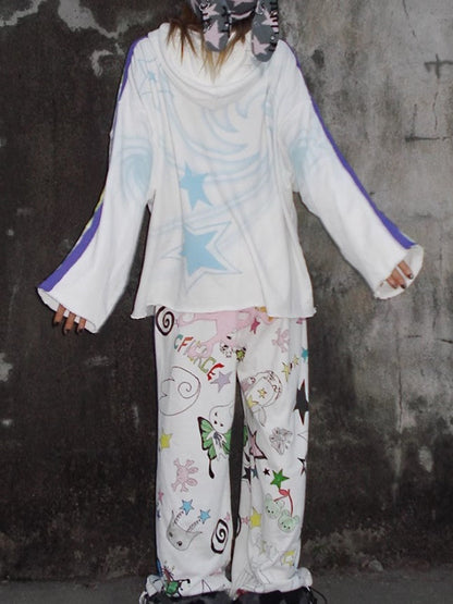 Spiral Graffiti Printed Hooded Sweat【s0000004226】