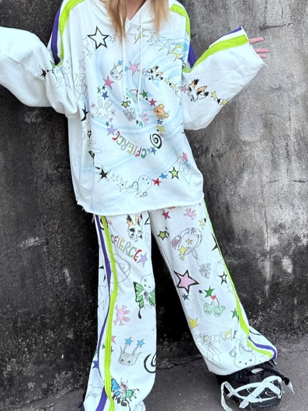 Graffiti Print Sweat Pants【s0000004227】